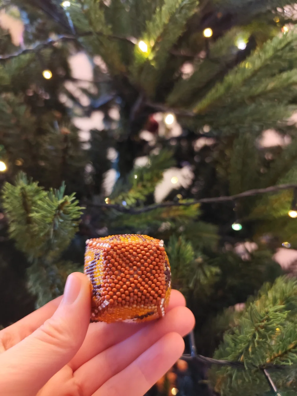 Beaded Orange Star Pendant Holiday Ornament